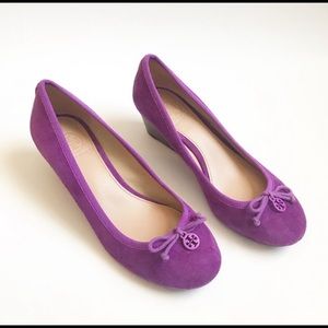 Tory Burch Purple Suede Wedge Ballet Flats